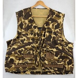 Mount'n Prairie Vintage Hunting Vest Adult Size 3XL Brown Camouflage Bird Pouch‎